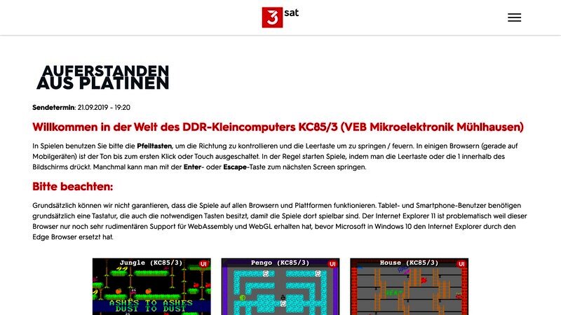 Screenshot der Microsite Auferstanden aus Platinen