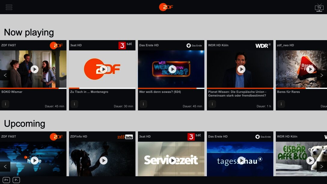 Screenshot des DVB-I HTML5 Players