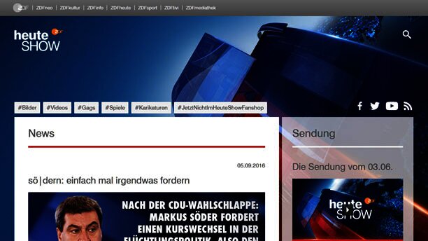Screenshot der heute-Show Homepage