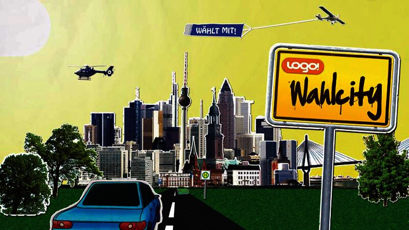 Startansicht des Spiels logo! Wahlcity